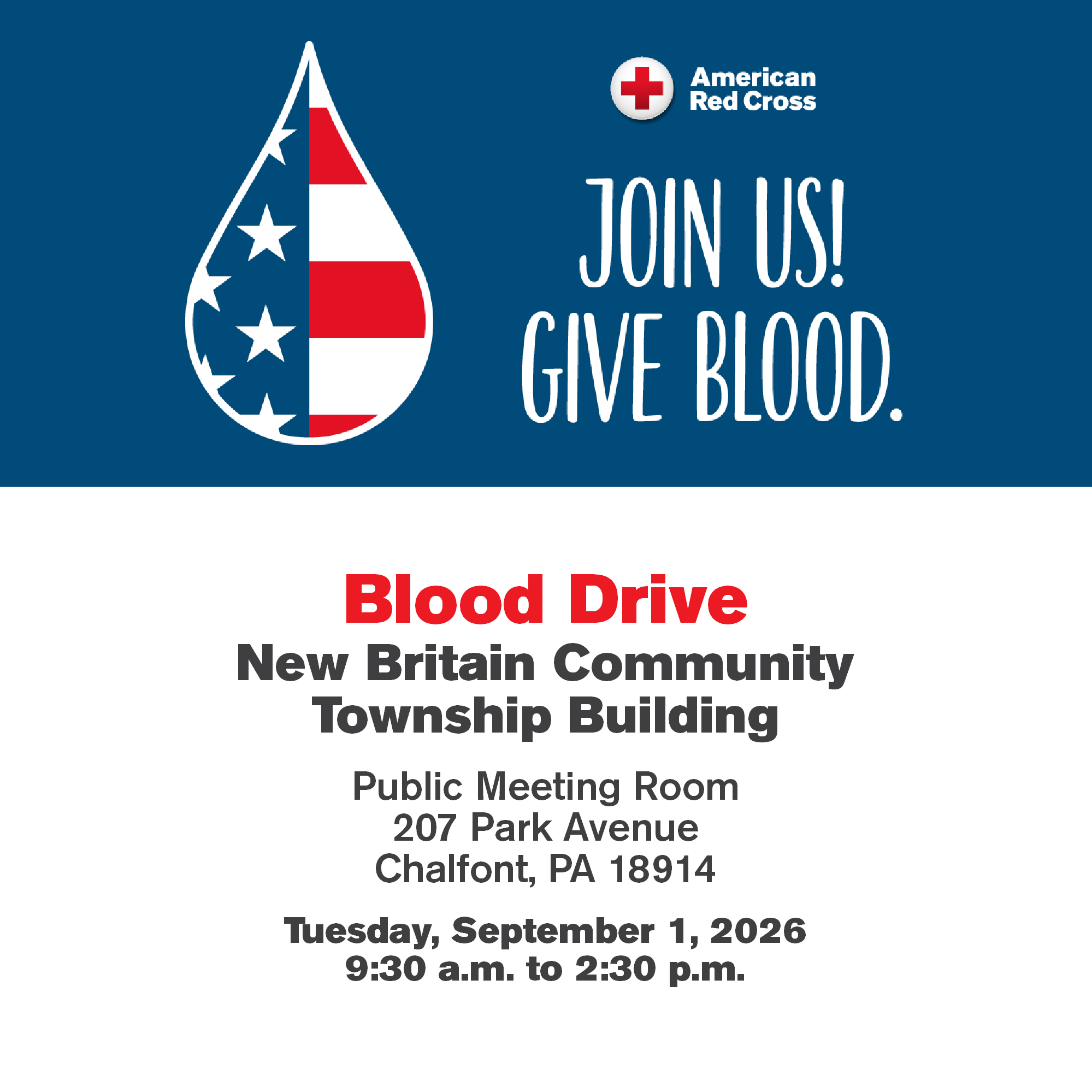 American Red Cross Blood Drive - September 1st, 2026